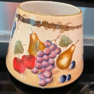 Home Interiors Ceramic Candle Jar Topper Shade Country Fruit Design